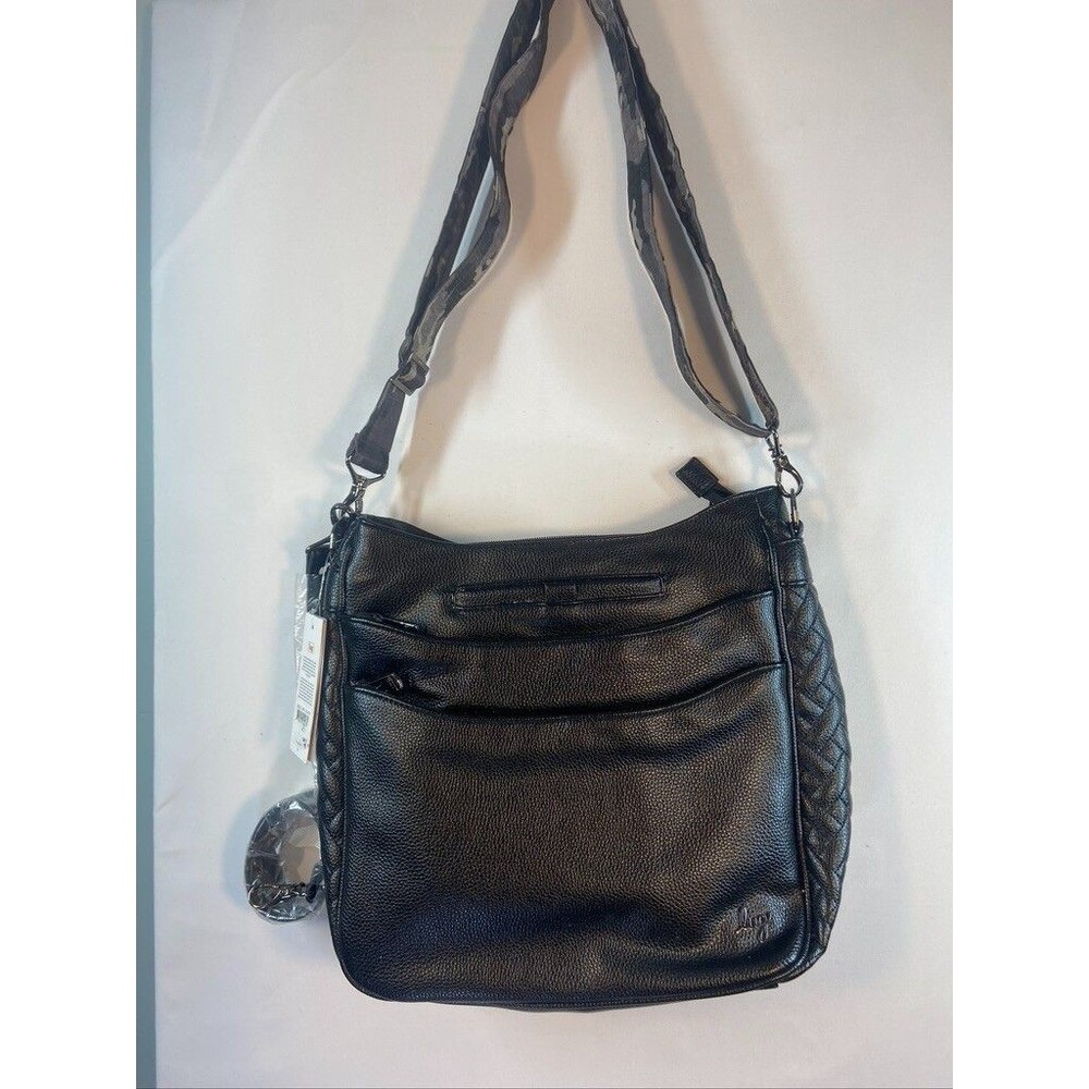 LUG CABLE CAR SHOULDER BAG CROSSBODY CELL PHONE POCKET BLACK PURSE NWT